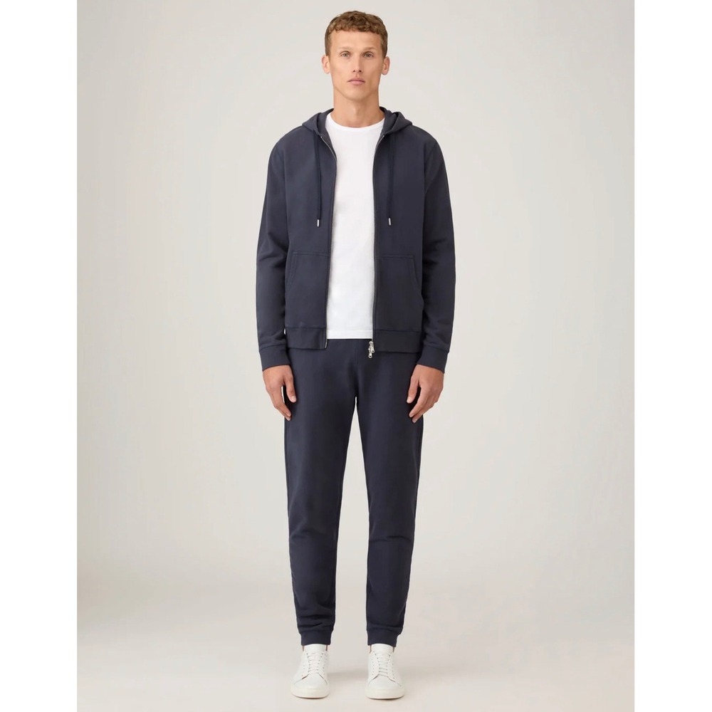 Sunspel Mens Navy Blue Loopback Cotton Jogger Sweatpants Made in Portugal Size M